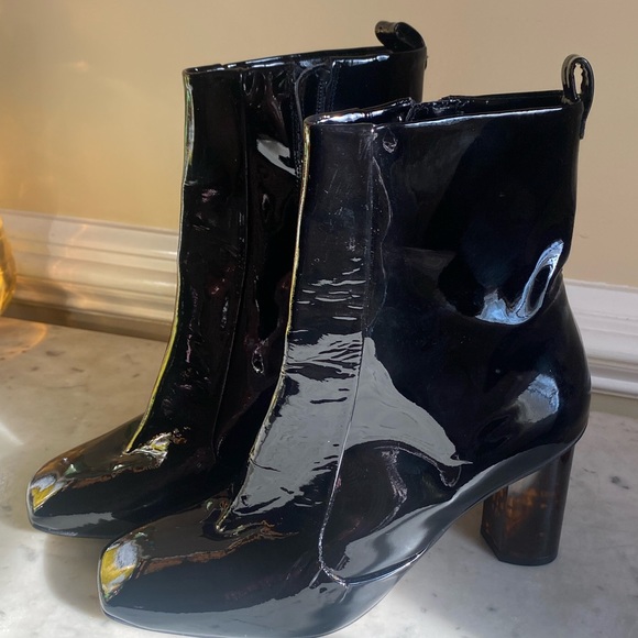 Designer Kurt Geiger London Stride 90 Bootie Shiny Black Patent Leather - Picture 5 of 11